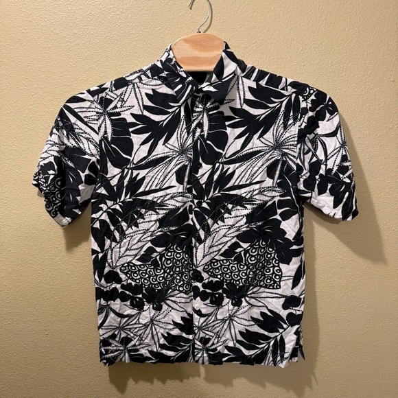 Men’s Medium Cubavera Black White Hawaiian Short Sleeve Button Up Shirt - Picture 1 of 8